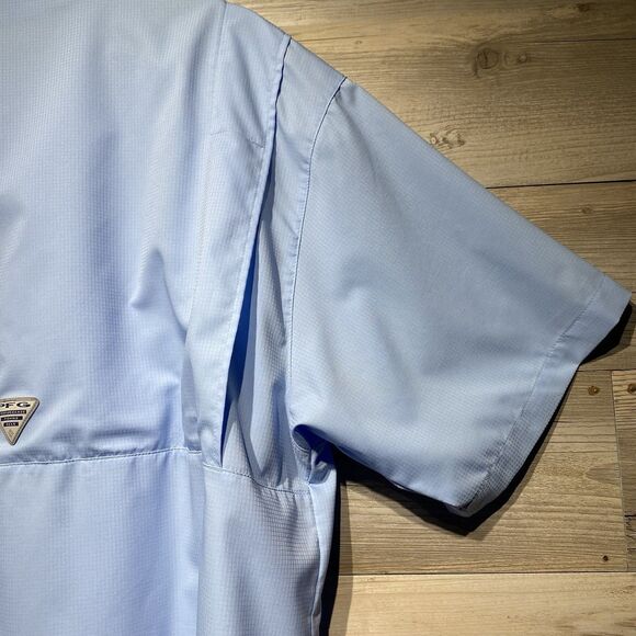 Columbia PFG Crystal Springs Short Sleeve Shirt Size XL Blue Fishing Vented - Picture 3 of 10